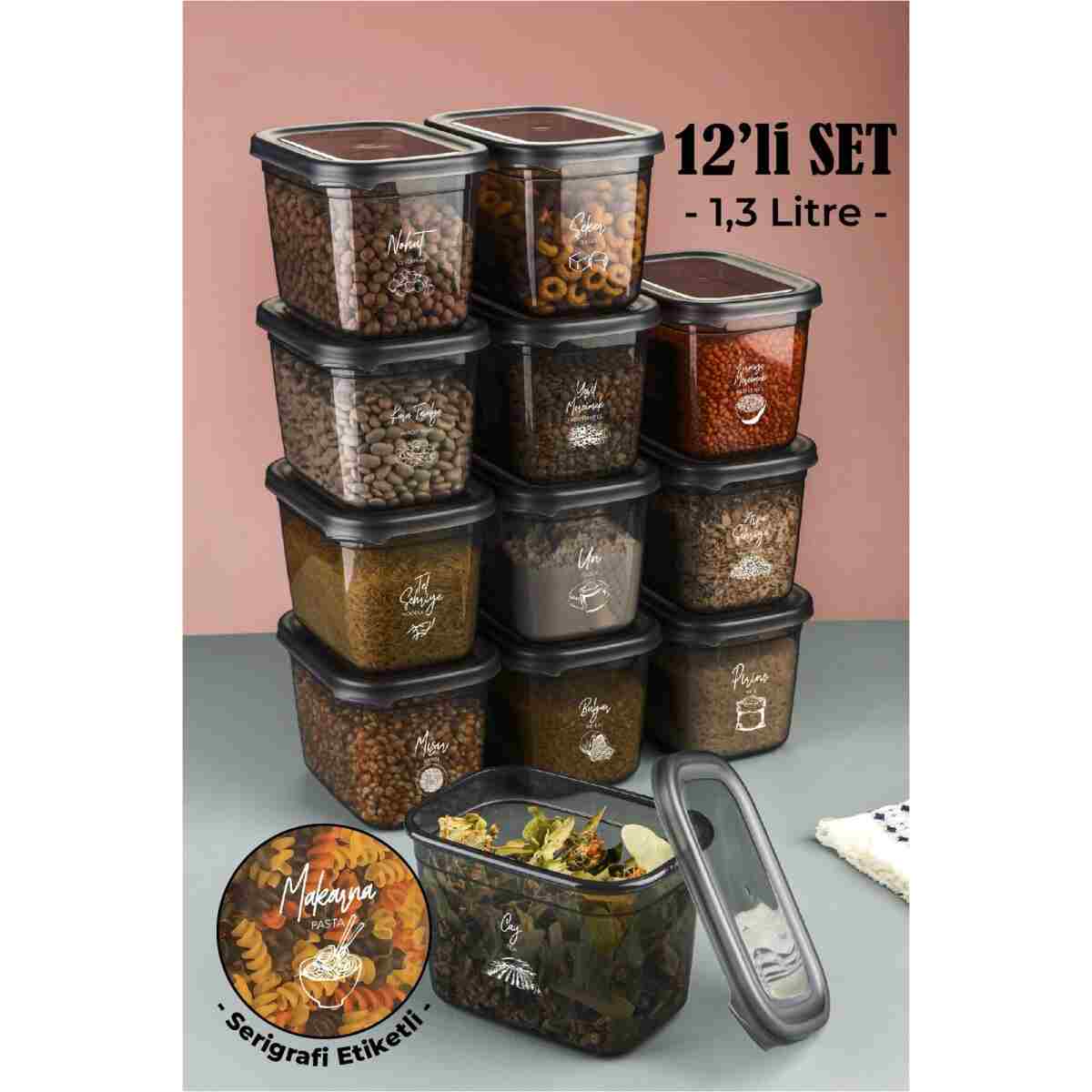 Vienev Beyaz Serigrafi Etiketli 12li Set Peggy Şeffaf Kapaklı Uzun Dikdörtgen Saklama Kabı 2 Litre - Görsel 10