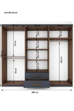 Metalia Gm823 Lavinya Lüx 6 Kapı 2 Çekmeceli Gardrop Ceviz-antrasit Gri - Görsel 4