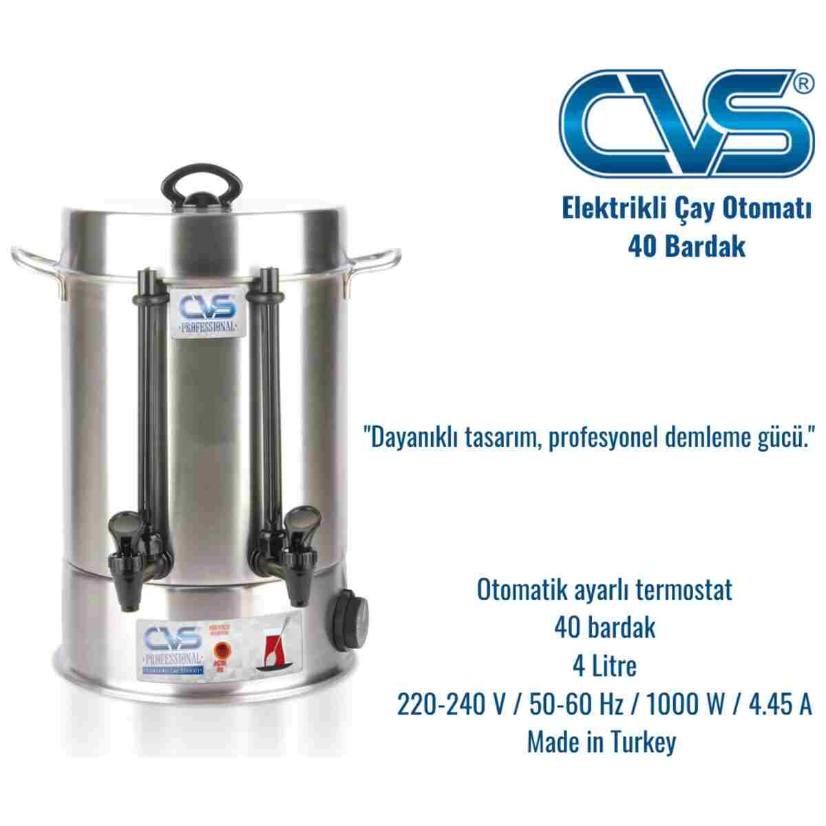 CVS Dn91105 Elektrikli Çay Makinesi 40bardak Profesyonel Çay Otomatı (BÜYÜK SEMAVER) koza gift - Görsel 4
