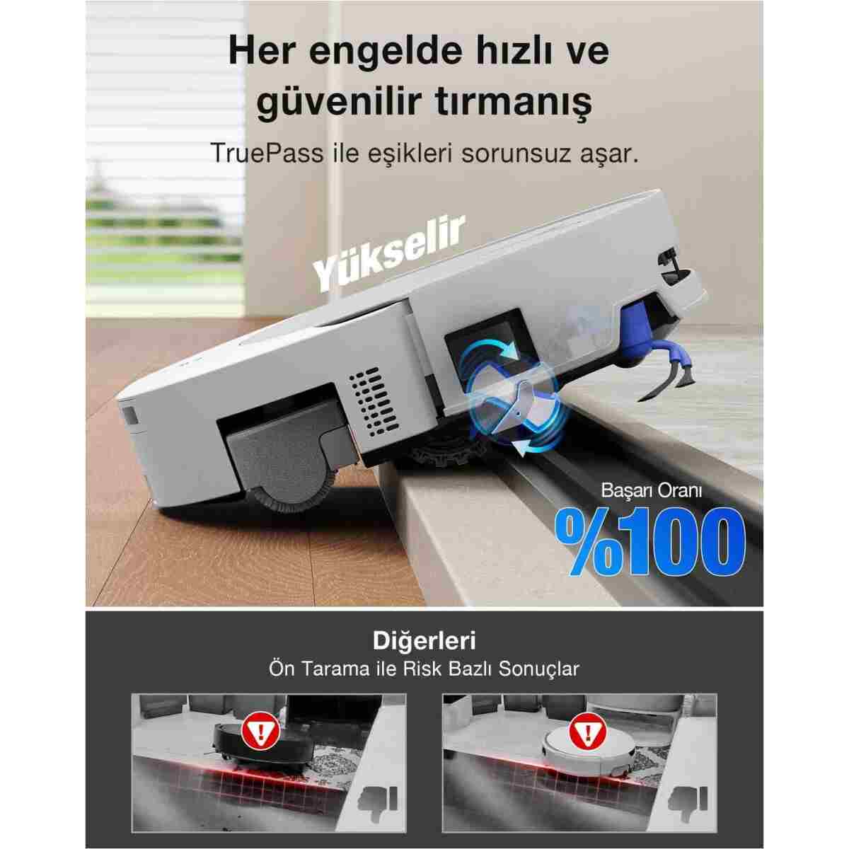 Ecovacs DEEBOT T90 PRO Omni Ses Kontrollü Robot Süpürge ve Paspas, 30.000 Pa Emiş Gücü - Görsel 8