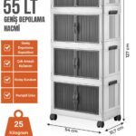 EVLE Katlanabilir Modüler Dolap 4 lü 54 cm x 31,7 cm x 127 cm