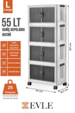 EVLE Katlanabilir Modüler Dolap 4 lü 54 cm x 31,7 cm x 127 cm
