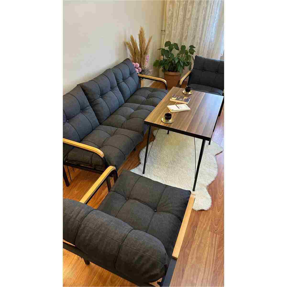 Modern Style Home Modern Sarıyer Balkon, Bahçe, Cafe - Metal Kanepe Koltuk Takımı - 3+1+1+masa - Görsel 10