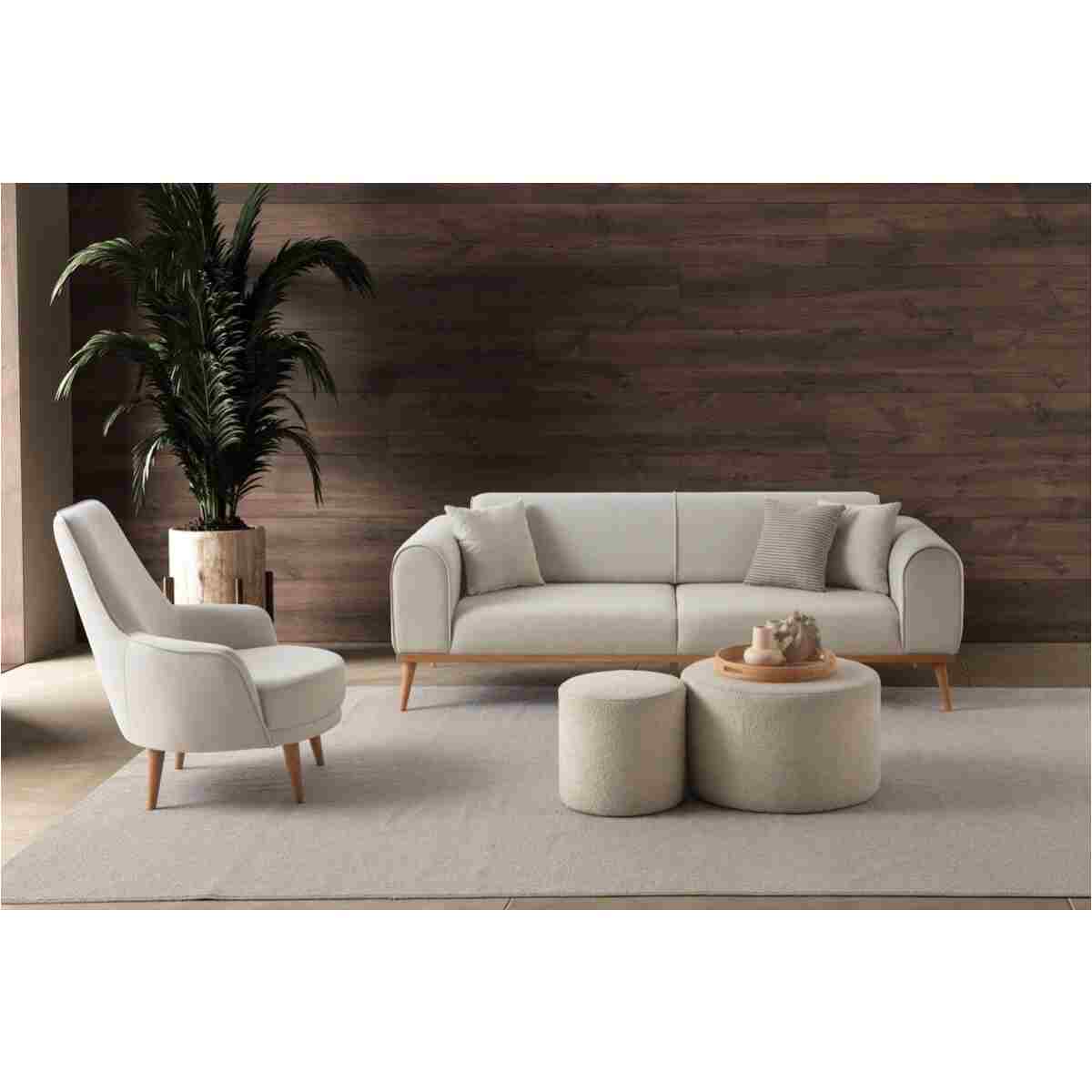EDSY HOME Rebul 3+3+1 Koltuk Takımı Bej Renk - Görsel 3