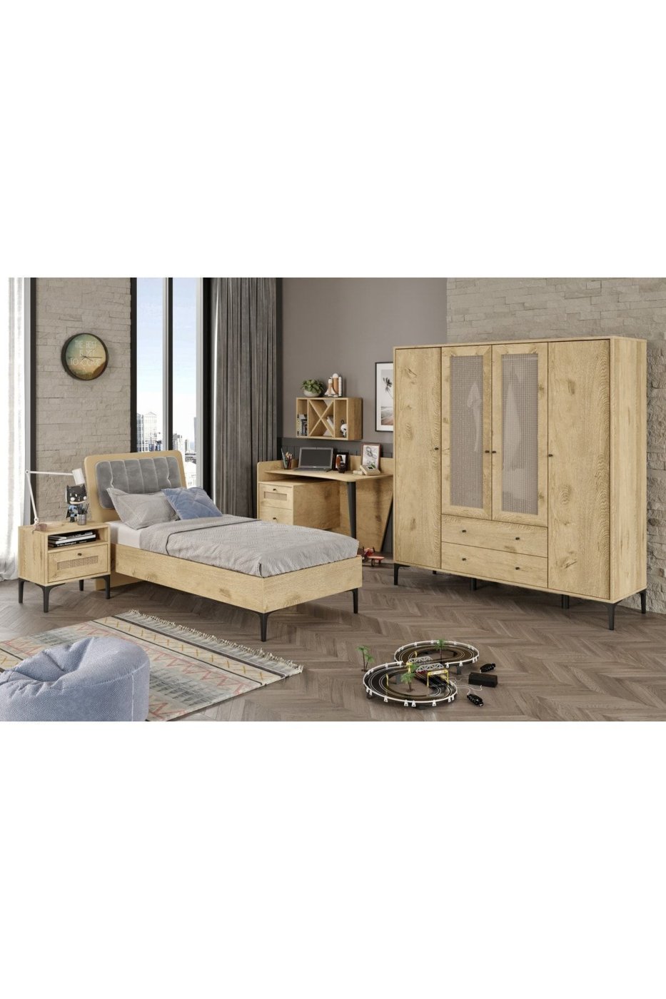 a02d3c353827631886f03aaef71b4d3a VENATTO Trio Xl Genç Odası (MEŞE) (%100MDF) - Görsel 1