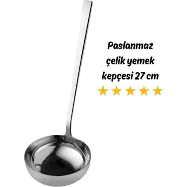 BRE HOME 1 Adet Paslanmaz Çelik Çorba Kepçesi, 18/10 Çelik, 27 Cm