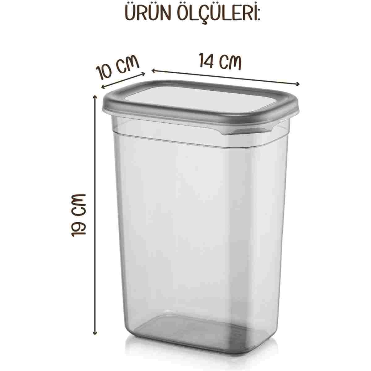 Vienev Beyaz Serigrafi Etiketli 12li Peggy Dikdörtgen Saklama Kabı Seti 1500 Ml Antrasit - Görsel 8