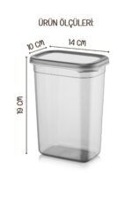Vienev Beyaz Serigrafi Etiketli 12li Peggy Dikdörtgen Saklama Kabı Seti 1500 Ml Antrasit - Görsel 8