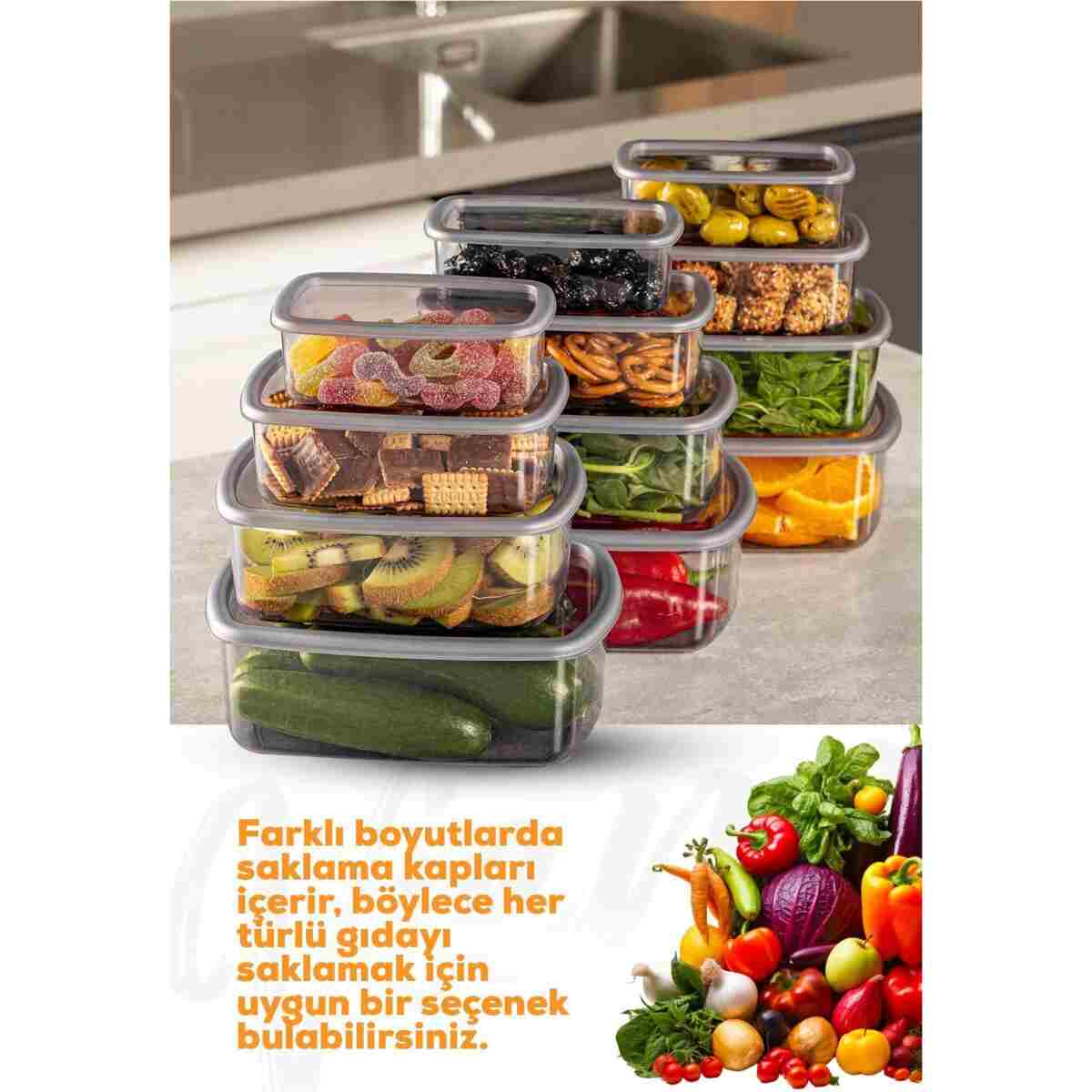 Vienev 12'li Hava Geçirmez Saklama Kabı Seti Antrasit 3x(250-500-750-1200 ML) - Görsel 2