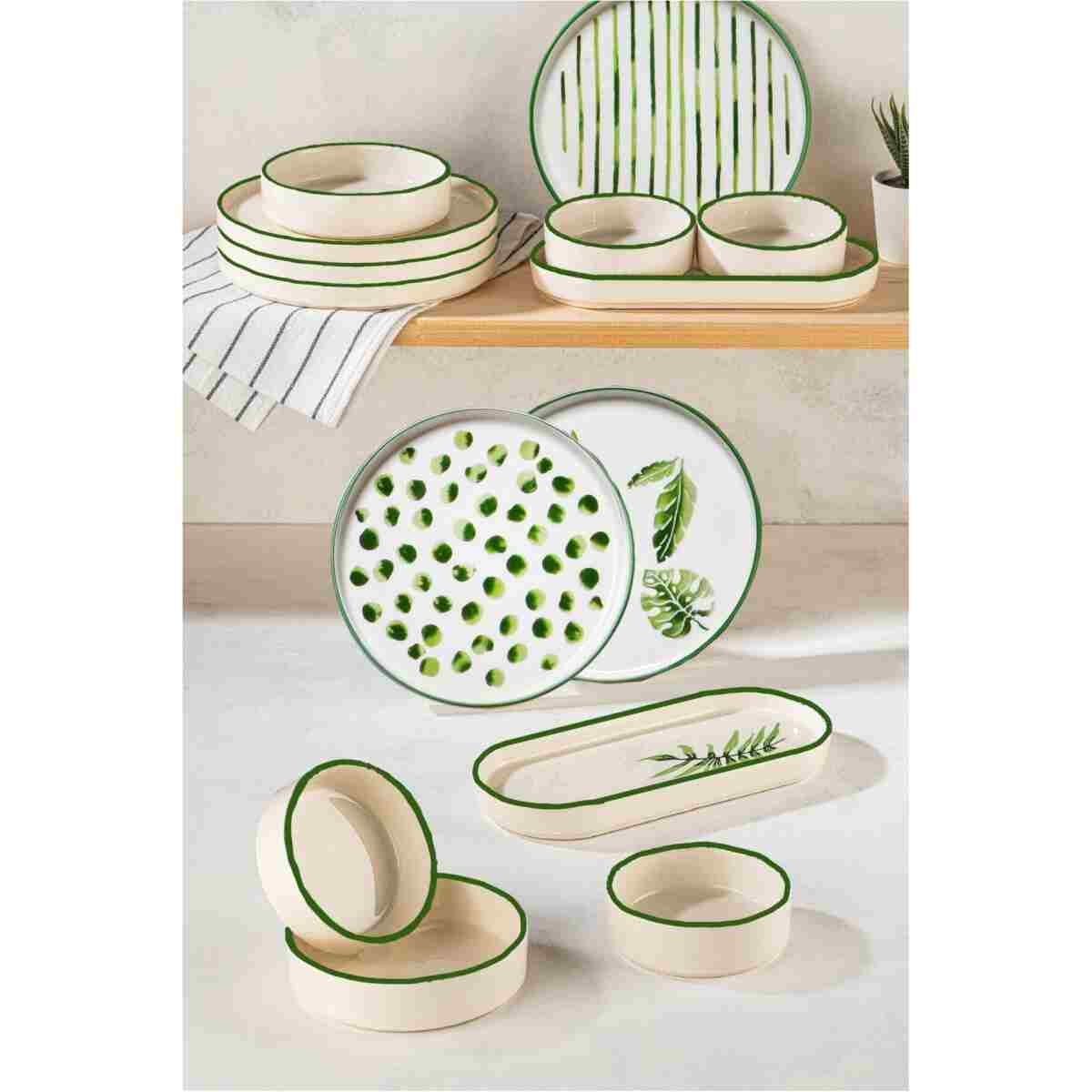 Vienev Art Botanik 14 Parça Stackable Kahvaltı Takımı Sunum Tabağı - Görsel 4