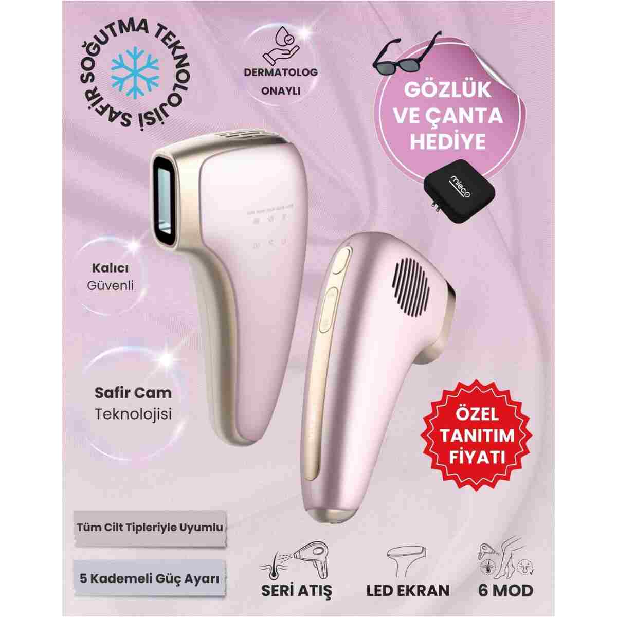 Mieco Safir Soğutma Özellikli ipl Lazer Epilasyon Aleti (Safir Cam)-Lila + Gözlük ve Çanta Hediyeli - Görsel 8