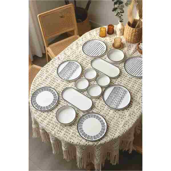 Kitchen Life 14 Parça 6 Kişilik Stackable Sio Savior Kahvaltı Takımı Lüx Kahvaltılık Sunum Seti Tabağı