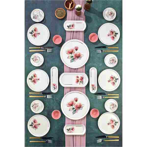 EMBazaar 23 Parça 6 Kişilik Stackable Elegance Premium Kahvaltı Takımı Kahvaltılık Tabak Seti Sunum Set
