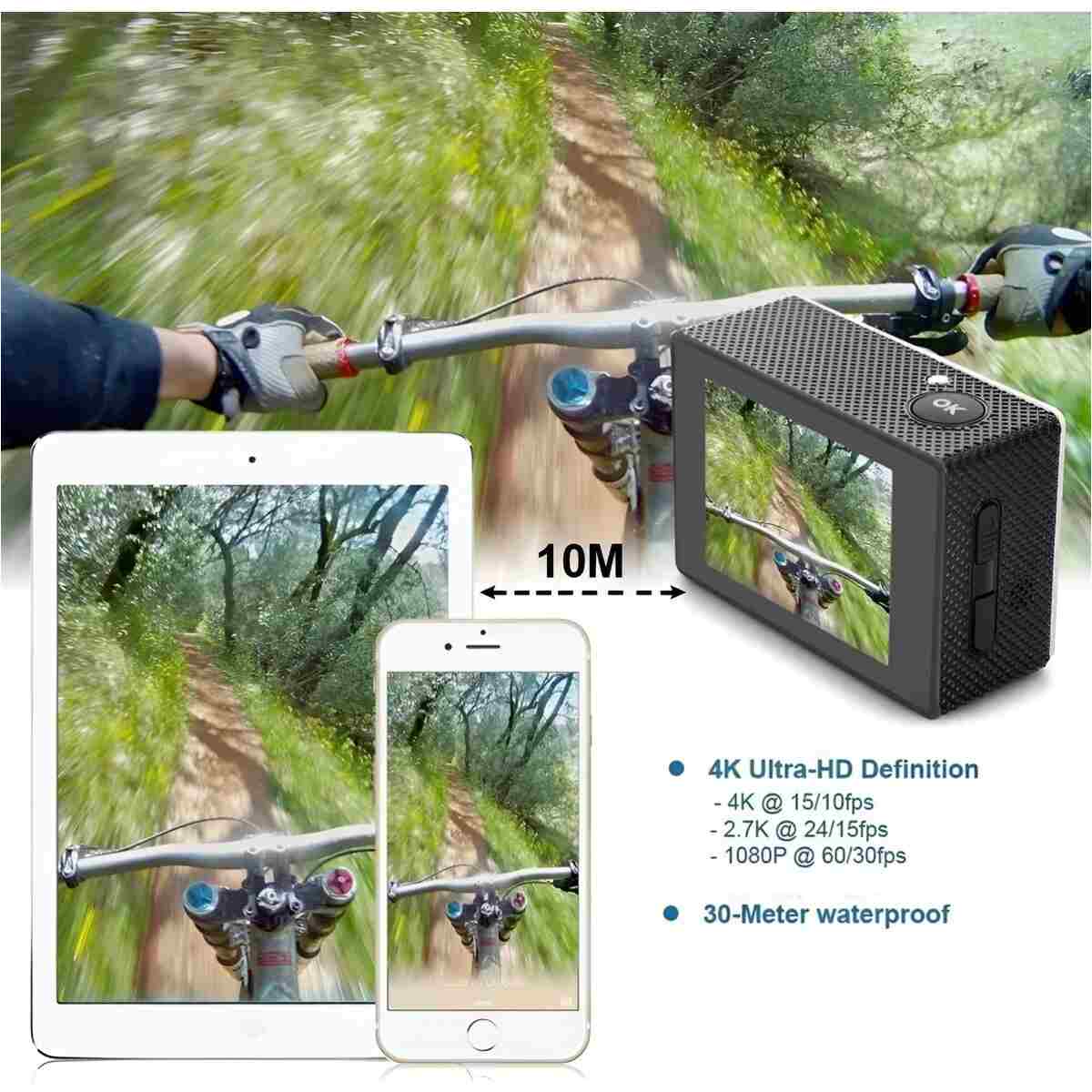 MEGAMUS Aksiyon Kamerası 4K Video Kamera Kamera Dijital Wifi Aksiyon Kamerası Kafa Montajı - Görsel 5