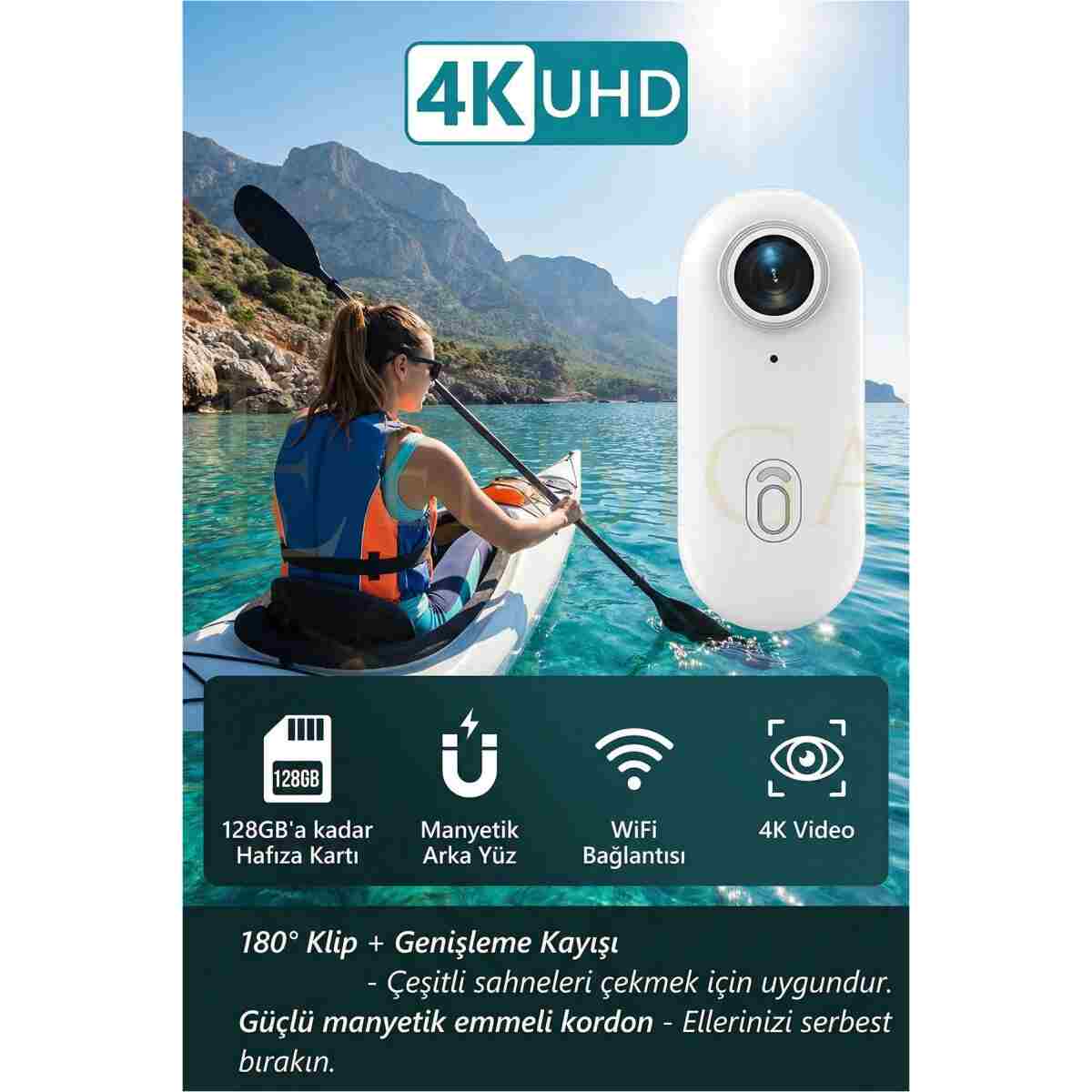 EN SİGA WiFi Spor Kamera 4K Manyetik Mini Aksiyon Kamera Ultra HD H.265 Taşınabilir Vlog Kamera - Görsel 8