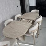 SEZBİL Traverten Açılır Masa Takımı 6 Kişilik Polo Sandalye