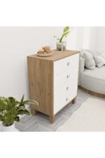 Mezza 3660 LISA 4 ÇEKMECELİ AYAKLI ŞİFONYER SEPET - BEYAZ - Görsel 8