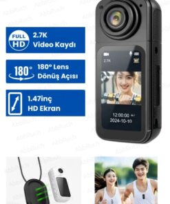 Abbruch Aksiyon Kamerası Thumb Pov 2.7K 1080P Video Kaydı 180° Lens Dönüşü Güçlü Bataryalı Aksiyon Kamerası