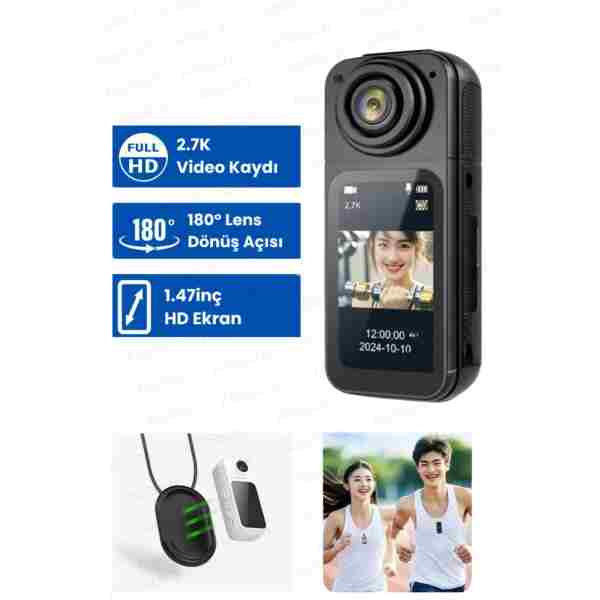 Abbruch Aksiyon Kamerası Thumb Pov 2.7K 1080P Video Kaydı 180° Lens Dönüşü Güçlü Bataryalı Aksiyon Kamerası