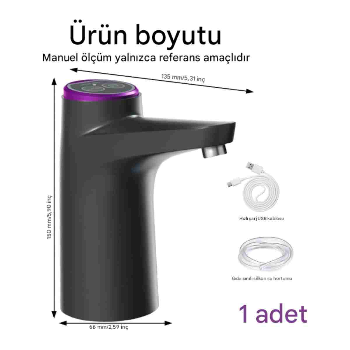 ESENLİWE Yeni Nesil Garantili Usb Ile Şarj Edilebilir Şarjlı Otomatik Damacana Su Pompası Tek Motorlu - Görsel 5