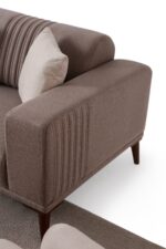 EDSY HOME Regnar 3+3+1+1 Koltuk Takımı Kahverengi - Sütlü Kahve - Görsel 6