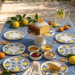 Papart Limon 11 Parça 6 Kişilik Stackable Ayaklı Sunum Standlı Limon Seramik Tabak Seti & Kahvaltı Takımı