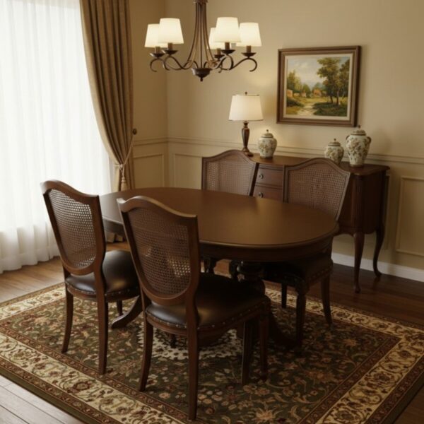 KleinHaus Furniture Elegansia Masa Yemek Takımı, 4 Sandalyeli Masa Takımı, (Değiştirilebilir Renk ve Kumaş)