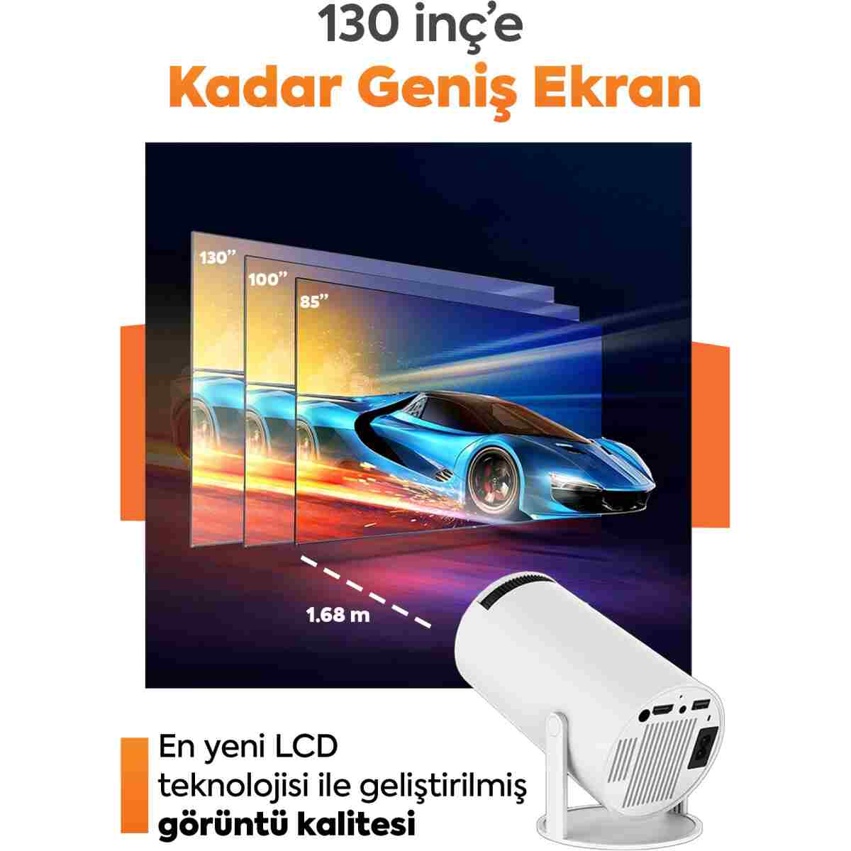 Monyer Taşınabilir Android Projeksiyon Wifi Destekli Akıllı Sinema Projektör Ultra Hd - Görsel 3