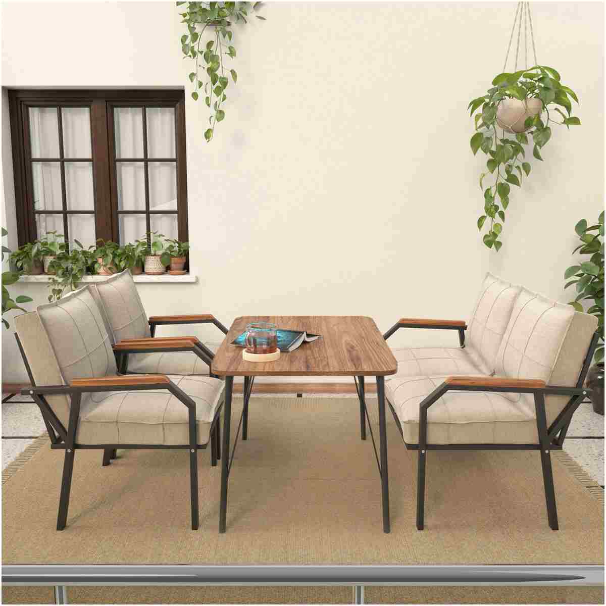 Mygusi Hayal Balkon, Bahçe, Cafe, Metal Kanepe Koltuk Takımı , Bahçe Mobilyası, 60x90 Masalı - 211 Krem - Görsel 3