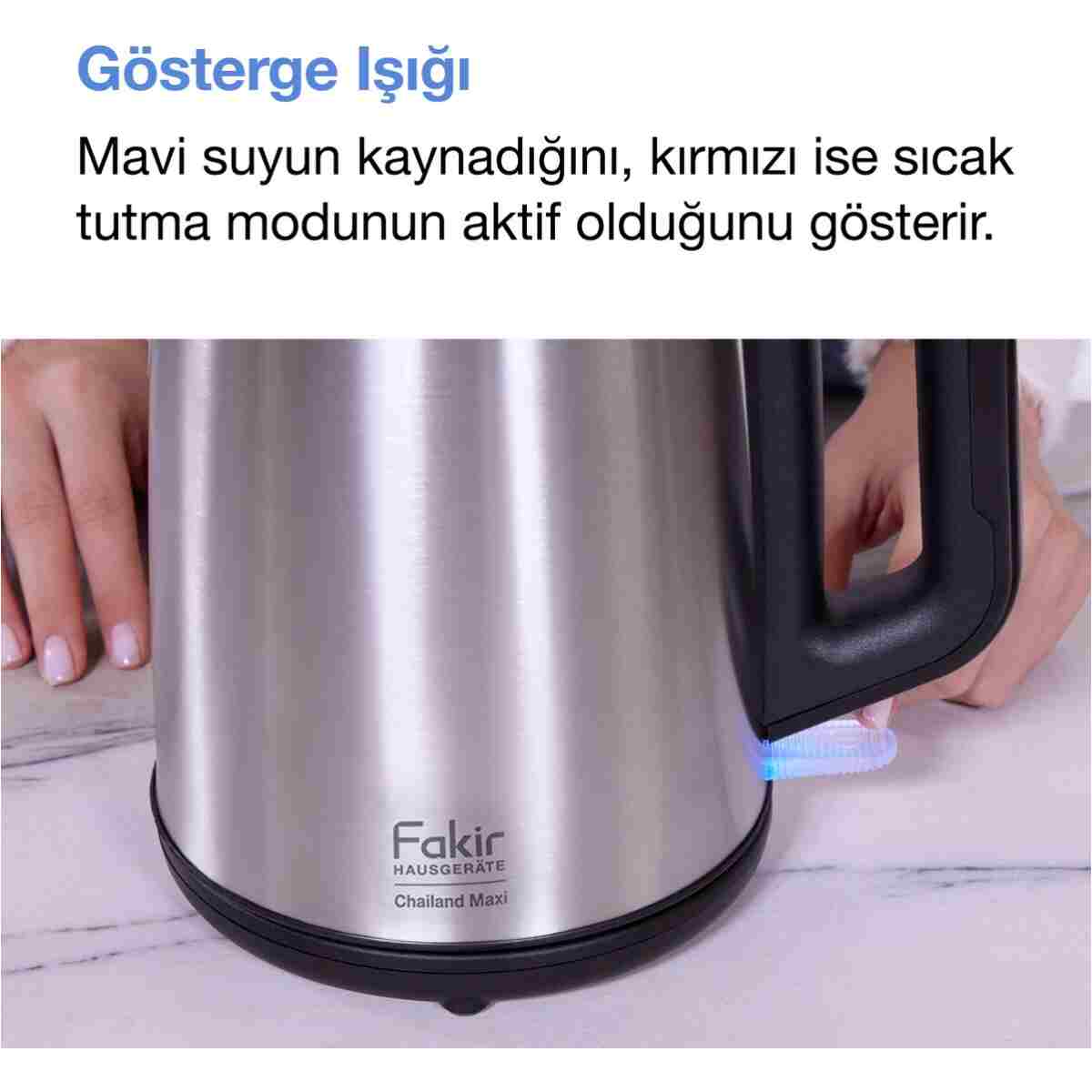 Fakir Chailand Maxi XXL Çay Makinesi Inox 1650W 2L Su 1.45L Demlik Otomatik Kapanma Çaycı - Görsel 6