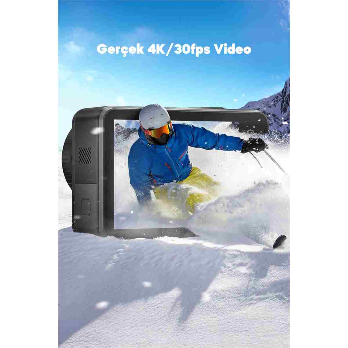 AKASO Brave 7 4k/30fps 20mp Wi-fi Dual Screen Aksiyon Kamera Ve Aksesuar Seti, App Kontrollü, Ipx8 - Görsel 9