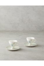 English Home Valentina New Bone China 4 Parça 2 Kişilik Kahve Fincan Takımı 80 ml Açık Yeşil - Görsel 2