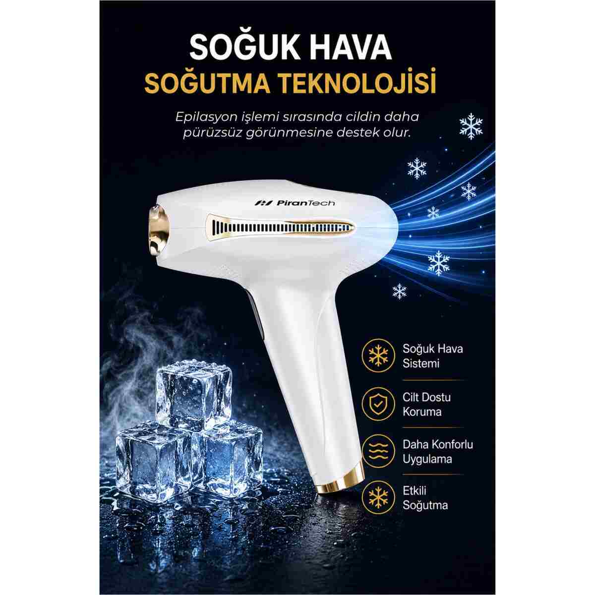 PiranTech BHRL-08 Buz Lazer Epilasyon 999.999 Atım- Cilt Gençleştirici- Akne Giderici- Lazer Epilasyon Aleti - Görsel 4