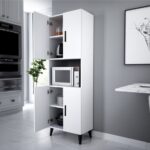 Alesta Life 4 Kapaklı Orta Mikrodalga Mini Fırın Bölmeli Mutfak Dolabı Çok Amaçlı Dolap Beyaz