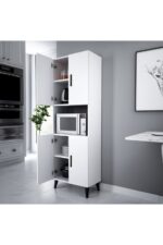 Alesta Life 4 Kapaklı Orta Mikrodalga Mini Fırın Bölmeli Mutfak Dolabı Çok Amaçlı Dolap Beyaz