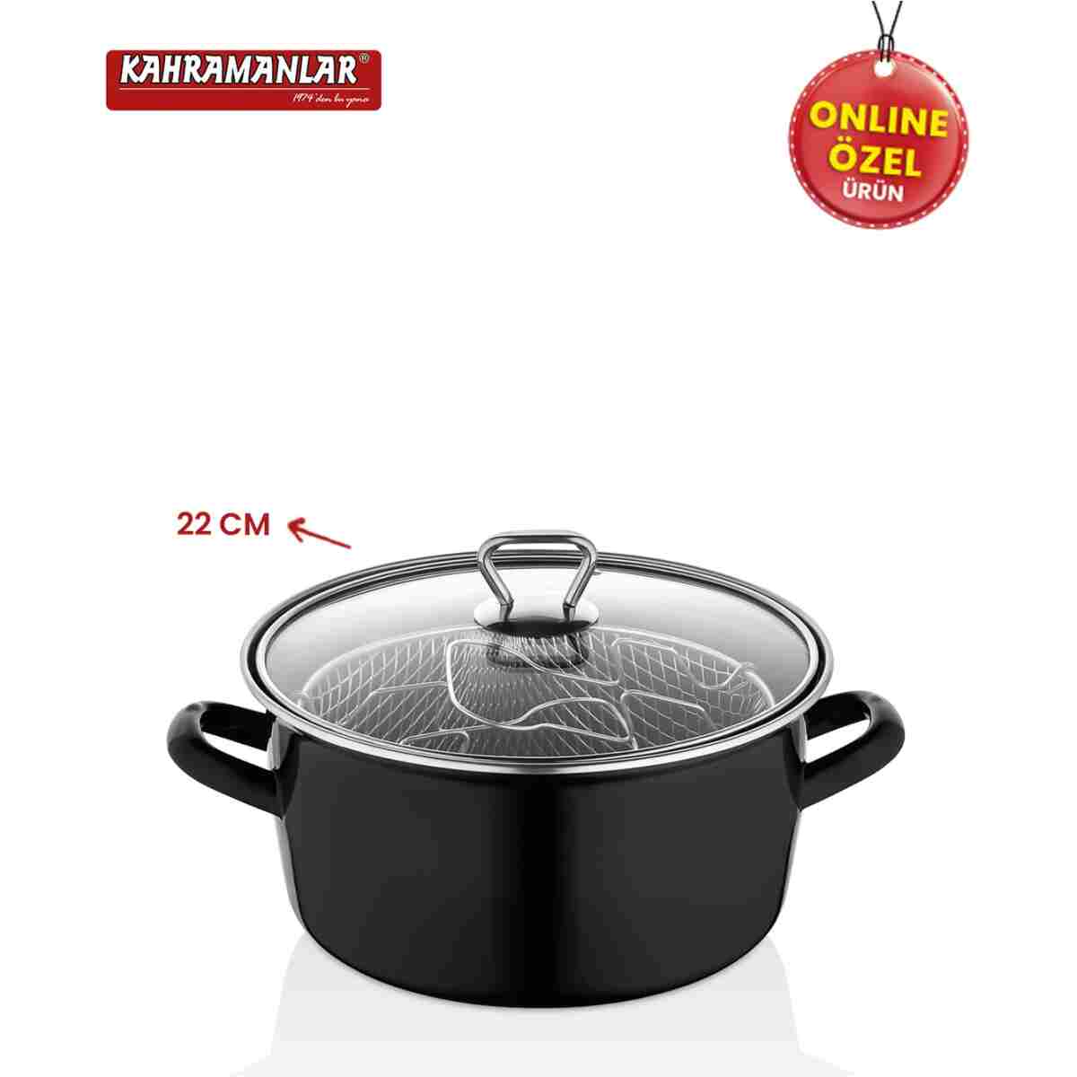 Kahramanlar Cips Chef 22 Cm Emaye Kızartma Tenceresi - Görsel 3