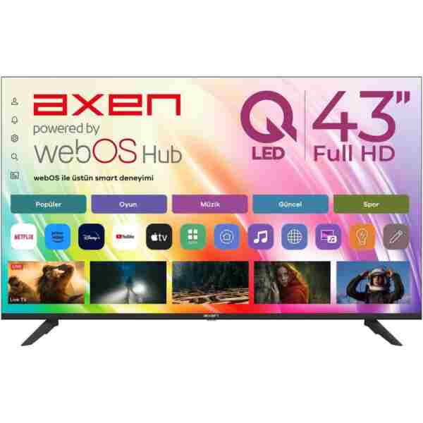 Axen AX43QFMLN-W02S 43" 109 Ekran Full HD QLED WebOS Smart TV Kablosuz Ekran Yansıtma HDR Wi-Fi