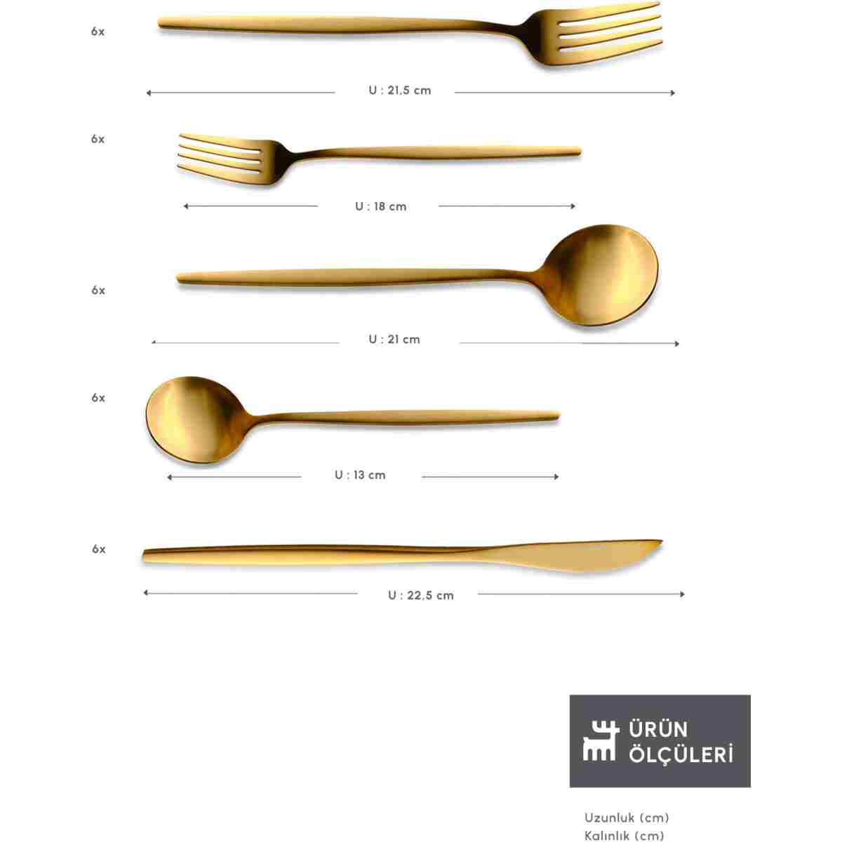Karaca Orion Matte Gold 30 Parça 6 Kişiik Çatal Kaşık Bıçak Seti - Görsel 2