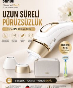 Braun Lazer Epilasyon Cihazı Vücut Kıvrımlarına Uyumlu İki Ayrı Başlıklı Gelişmiş Tüy Azaltma Sistemi Ipl Makinesi