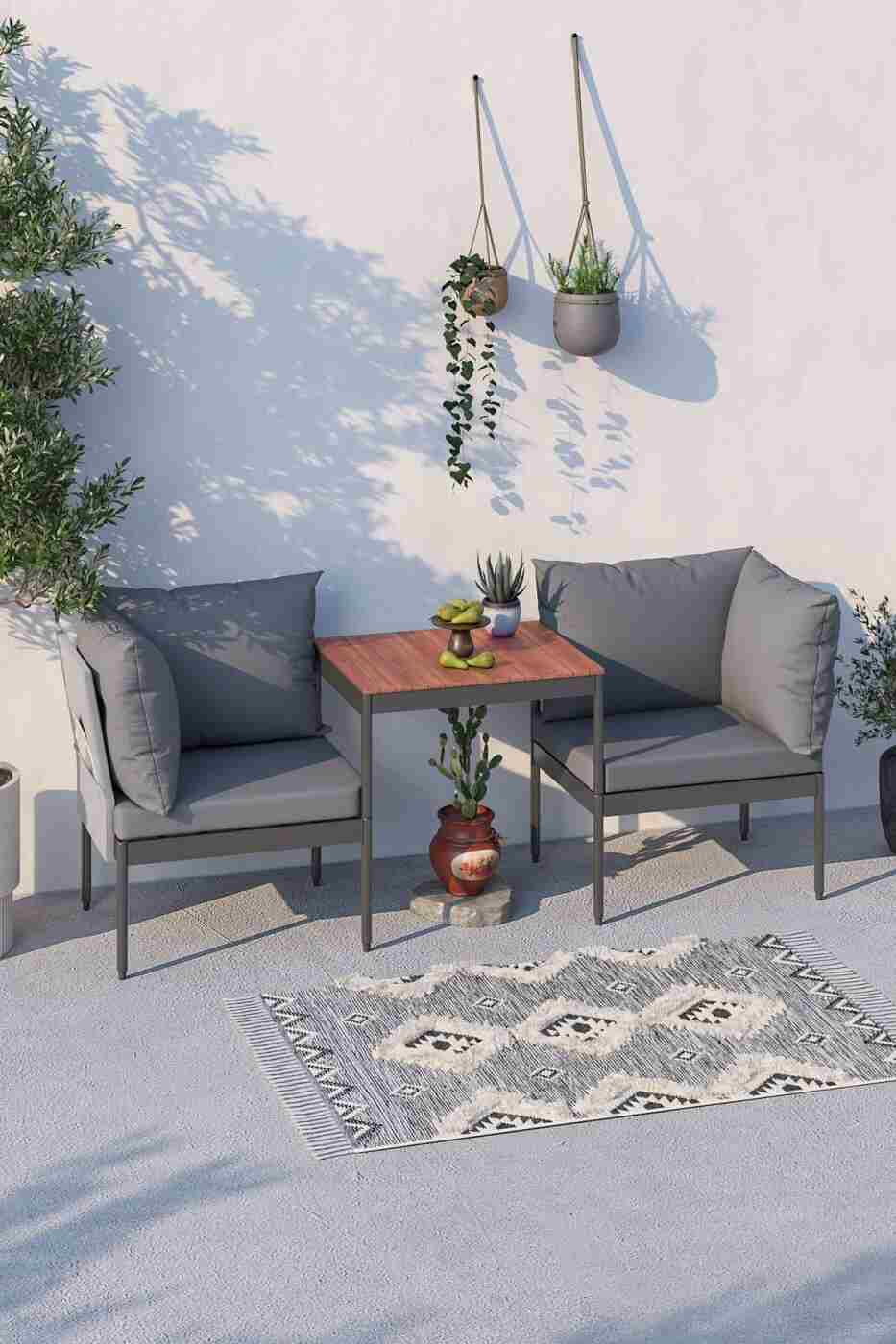 a4e7106e9e463a733540dc954869628c Limni Home Mini Multilounge Bahçe Balkon Seti, Şezlong - Görsel 1