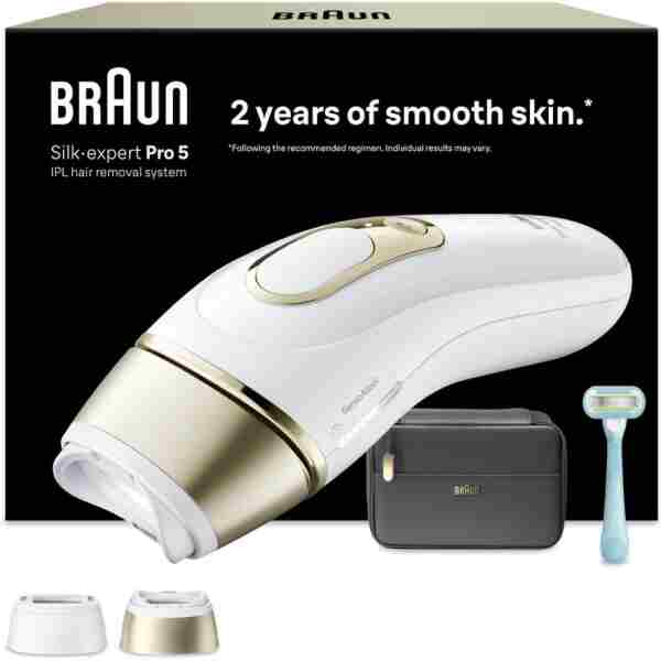 Braun IPL Silk·expert Pro 5, Evde Lazerle Tüy Alma, Çanta, Gillette Venus, 2 Başlık, PL5251