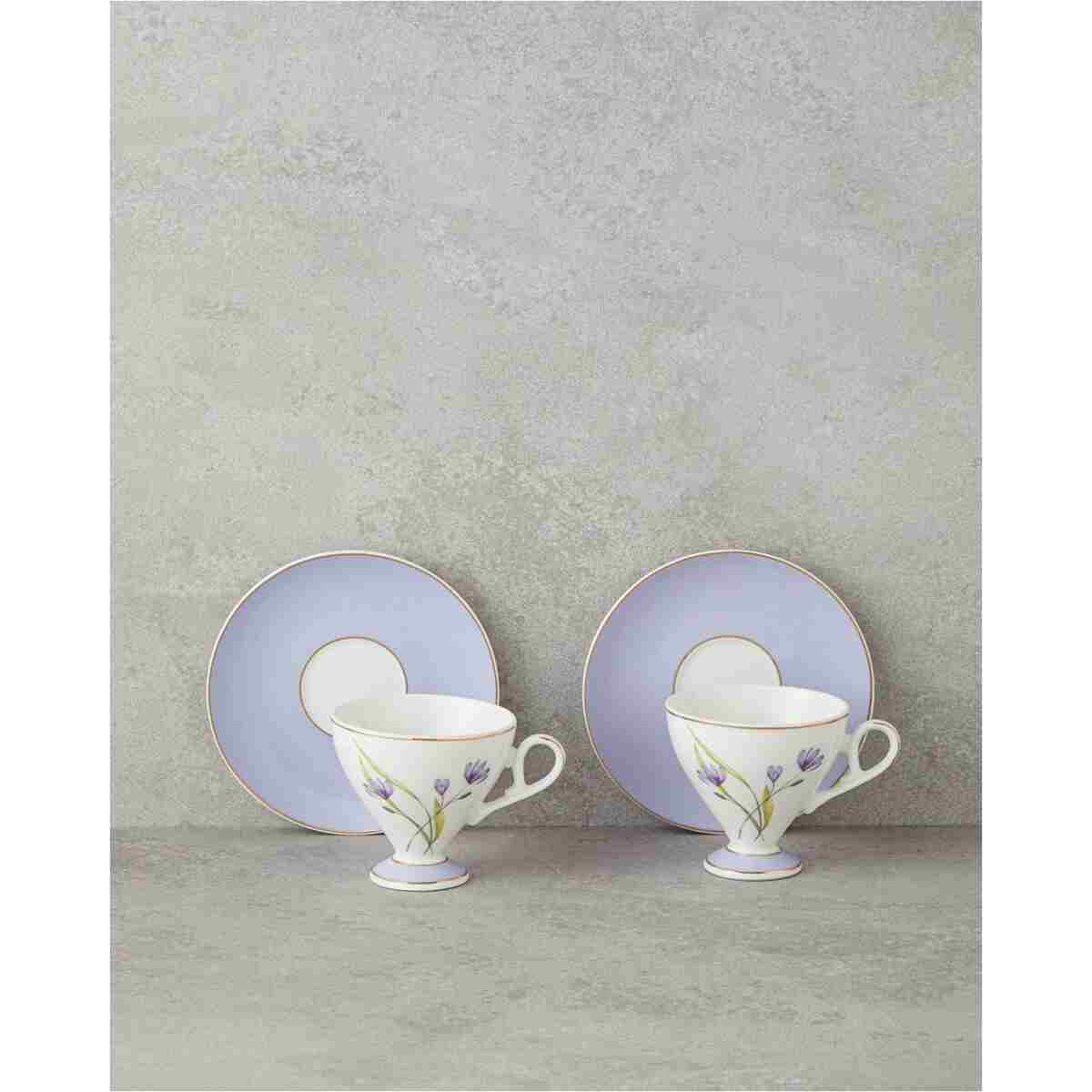 English Home Valentina New Bone China 4 Parça 2 Kişilik Kahve Fincan Takımı 80 ml Lila - Görsel 6