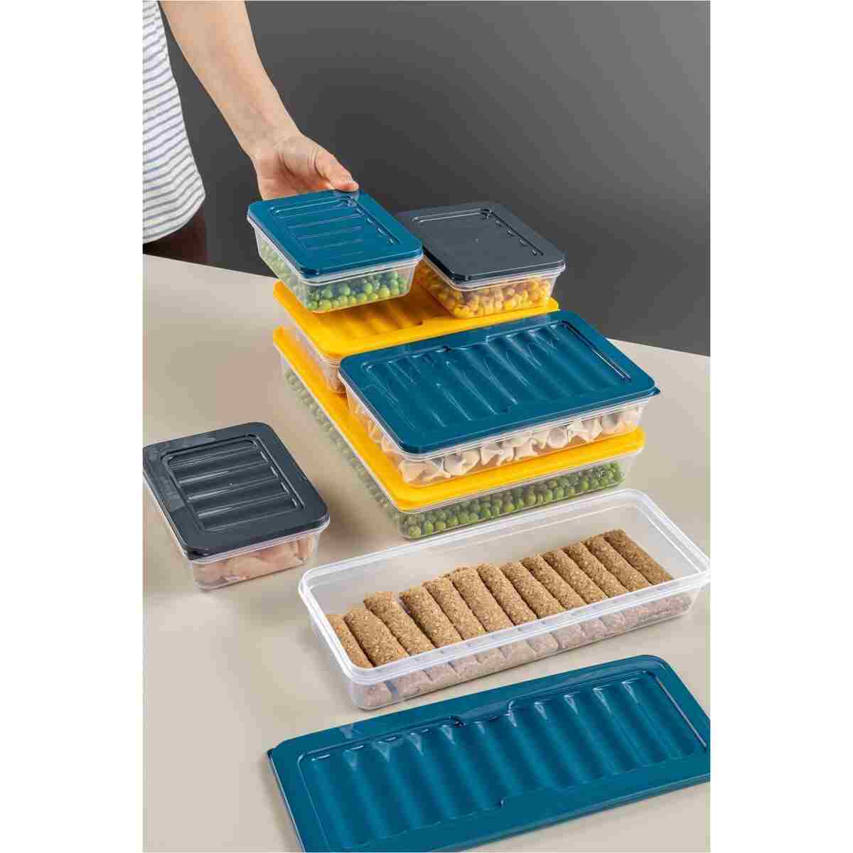 Meleni Home 24 Parça Saklama Kabı , Mikrodalga Uyumlu Saklama Kabı 2x2400Ml 4x1200Ml 6x1170Ml 12x600Ml Antrasit - Görsel 7