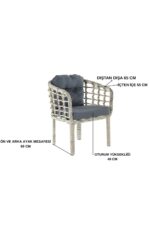 Tu Tienda KARTEPE ALÜMİNYUM 2 1 1 SEHPA(60*90) RATTAN BAHÇE BALKON TAKIMI,ANTRASİT RATTAN/GRİ KUMAŞ - Görsel 3