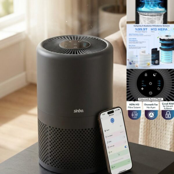 Sinbo SAP-5508 Akıllı H13 Hepa Filtreli Wifi Özellikli Akıllı Hava Temizleyici