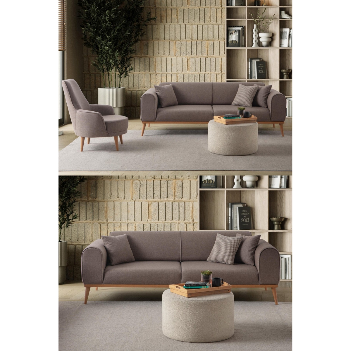 EDSY HOME Rebull 3+1 Koltuk Takımı Kahverengi + Sütlü Kahve - Görsel 10