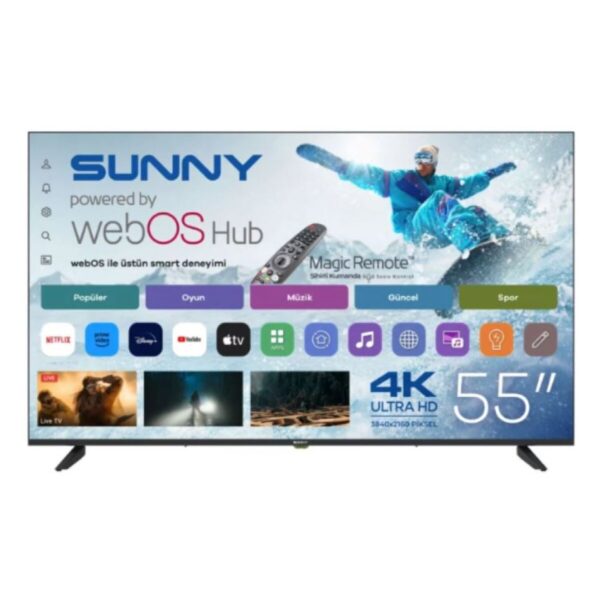 Sunny SN55QUPRL-W02M 4K Ultra HD 55" 140 Ekran Uydu Alıcılı webOS Smart QLED TV