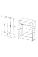 İMBAŞ İnci 4 Kapaklı 2 Çekmeceli Gardırop Beyaz %100 MDF - Görsel 5