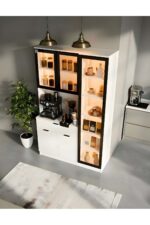 Misterium Dream Premium Kahve İstasyonu - Kahve Köşesi ve Mutfak Ünitesi - Beyaz Füme Temperli Camlı LED Modül - Görsel 3