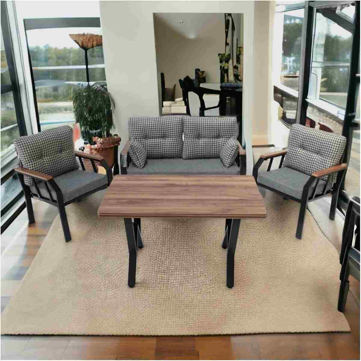 Tu Tienda NERGİZ 2+1+1+MASA(70X120) BAHÇE BALKON MUTAK TAKIMI,KAZAYAĞI KUMAŞ - Görsel 2